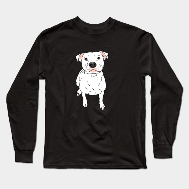 White Pitbull, Sitting Pittie Long Sleeve T-Shirt by sockdogs